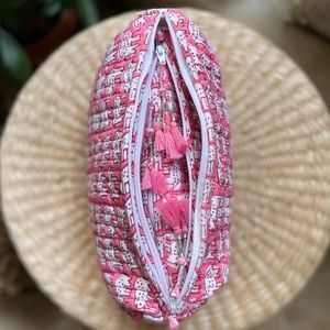 Quilted cotton cosmetic bag